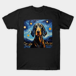 Black and Tan Coonhound Night T-Shirt